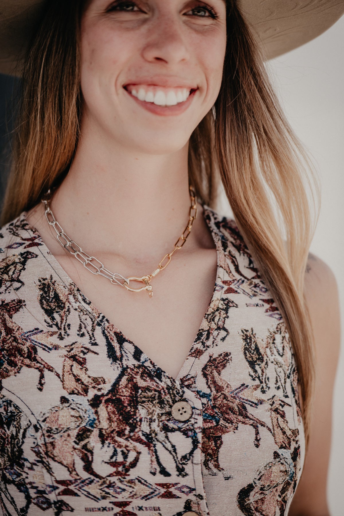 Shackle Mixed Metal Necklace