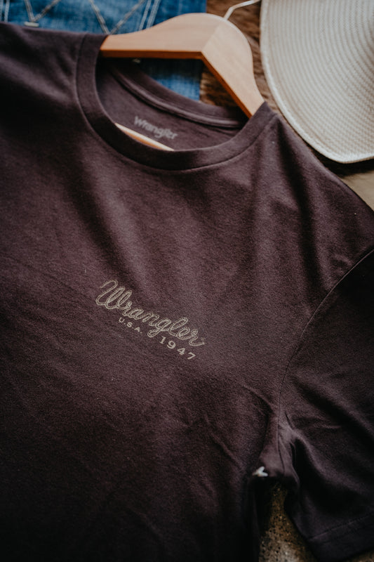 'Black Coffee' Men's Chocolate T-Shirt by Wrangler (S-XXL)