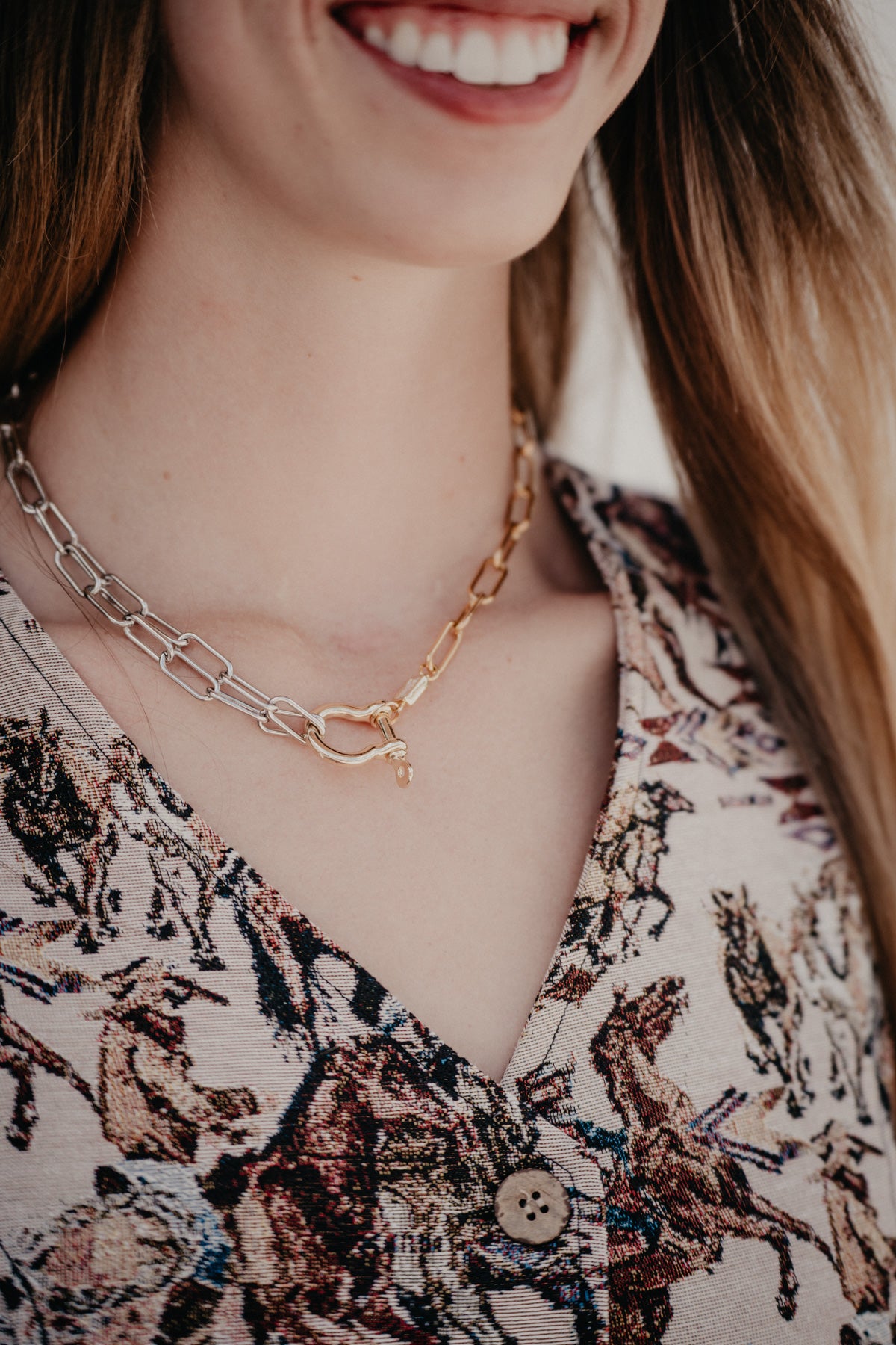 Shackle Mixed Metal Necklace