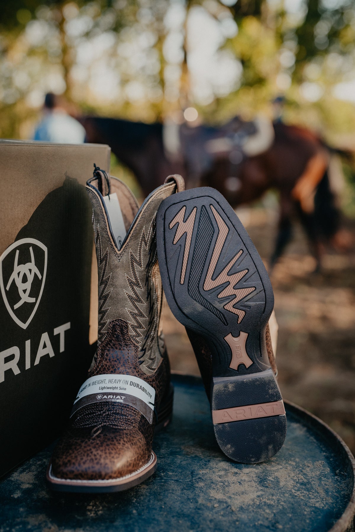 'Driggs' Ariat Men's Wide Square Toe in Toffee and Brown