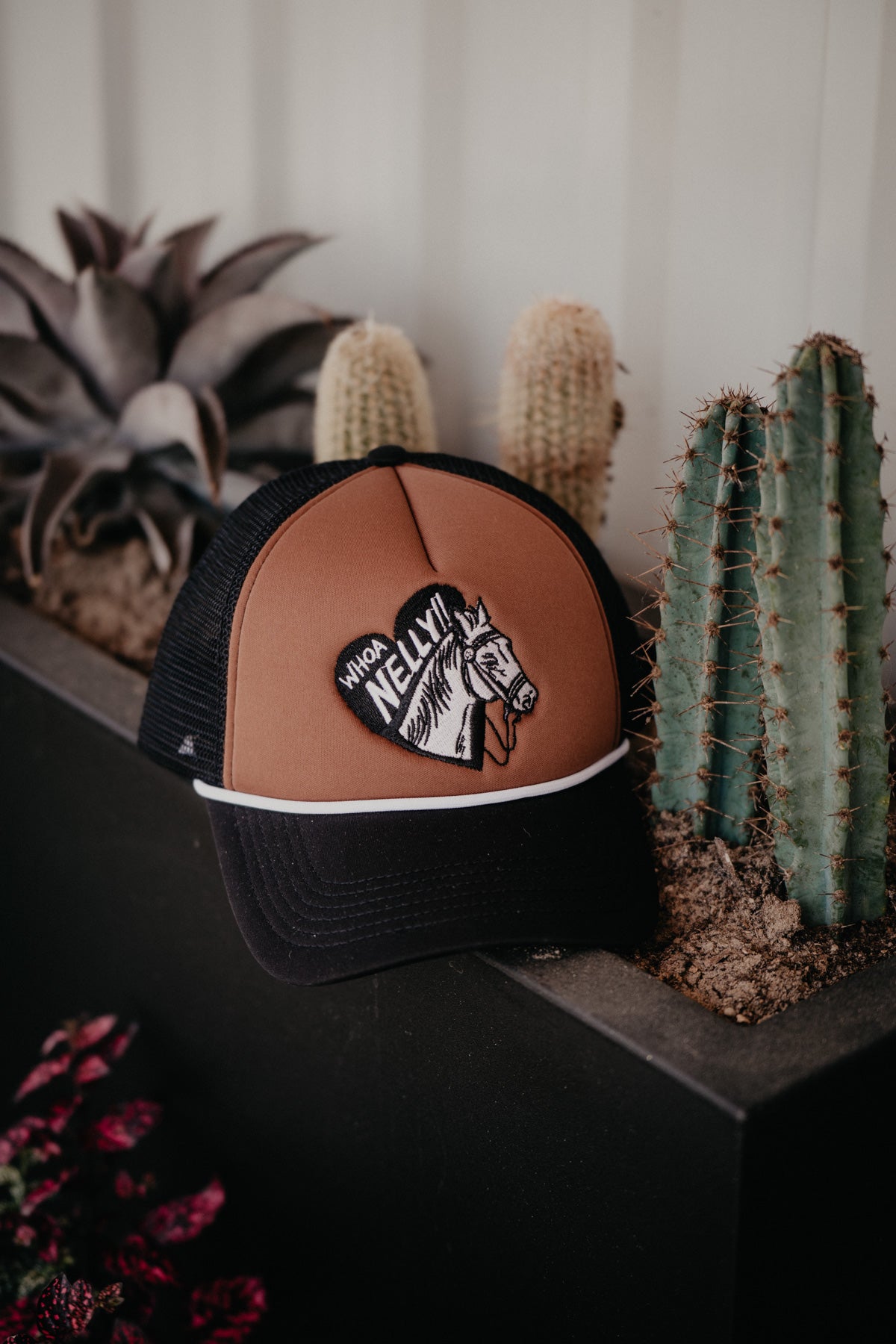 'Whoa Nelly' Trucker Hat (Brown/Black)