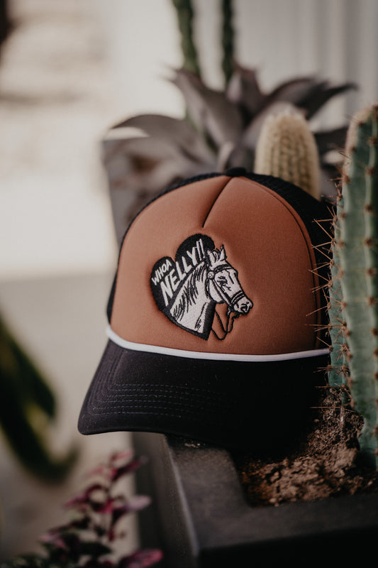 'Whoa Nelly' Trucker Hat (Brown/Black)