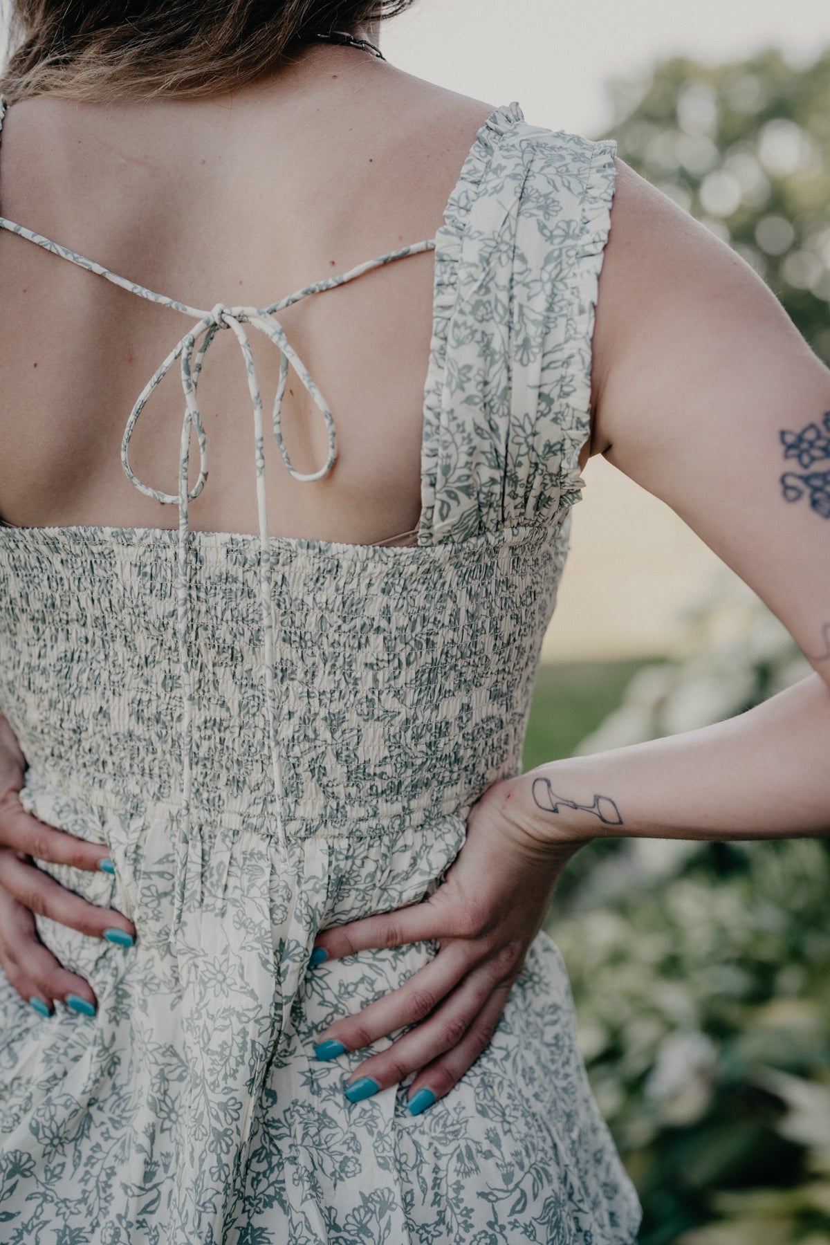 'Sallie' Sage Green Floral Tiered Midi Dress by Rock & Roll (XS-XL)