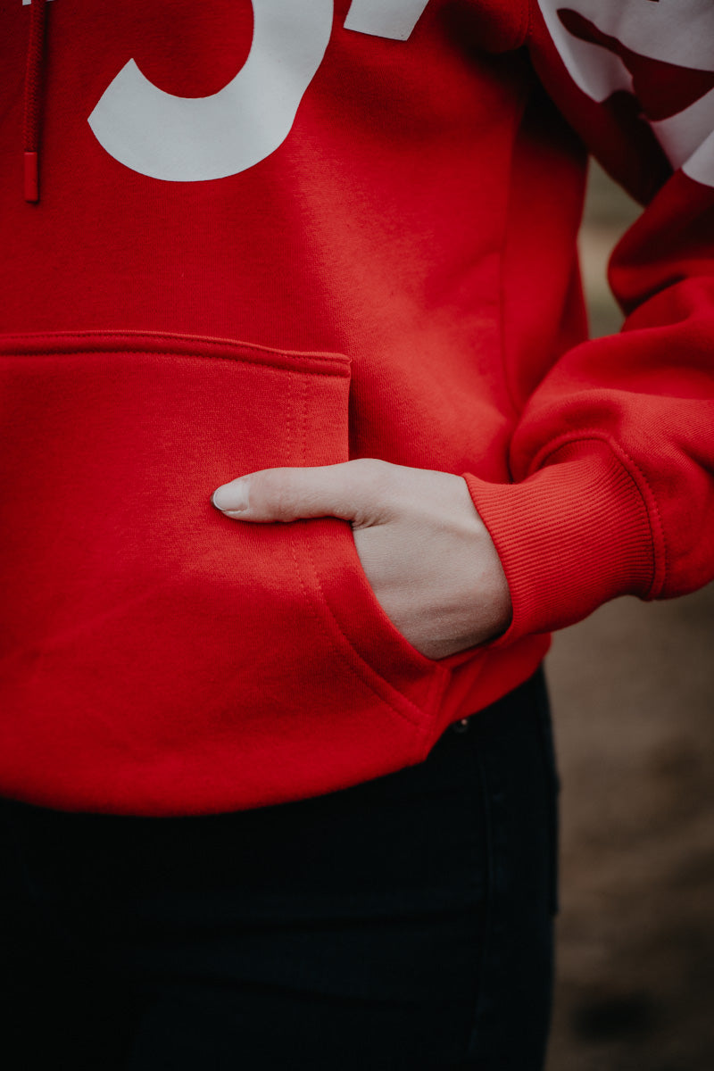 'Roja' Red Wrangler Retro Hoodie (XS-XXL)