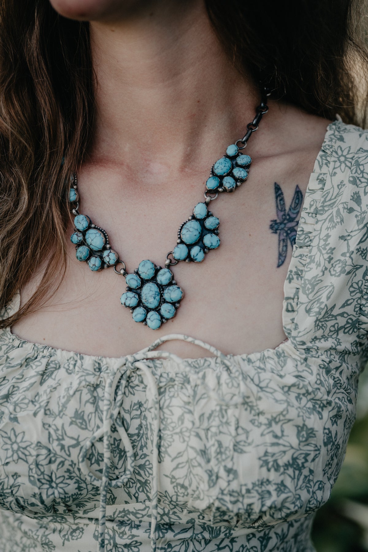 Turquoise Cluster Statement Necklace
