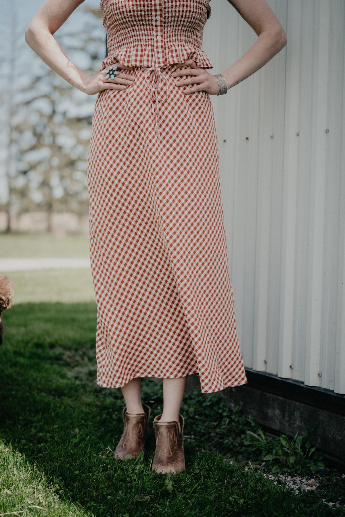 'Carley' Rust Gingham Skirt (S - XL)