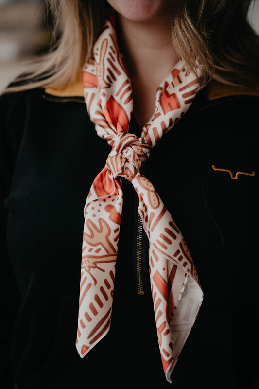 Abstract Cacti & Roadrunner Satin Wild Rag