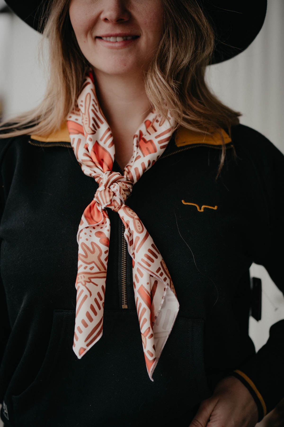 Abstract Cacti & Roadrunner Satin Wild Rag