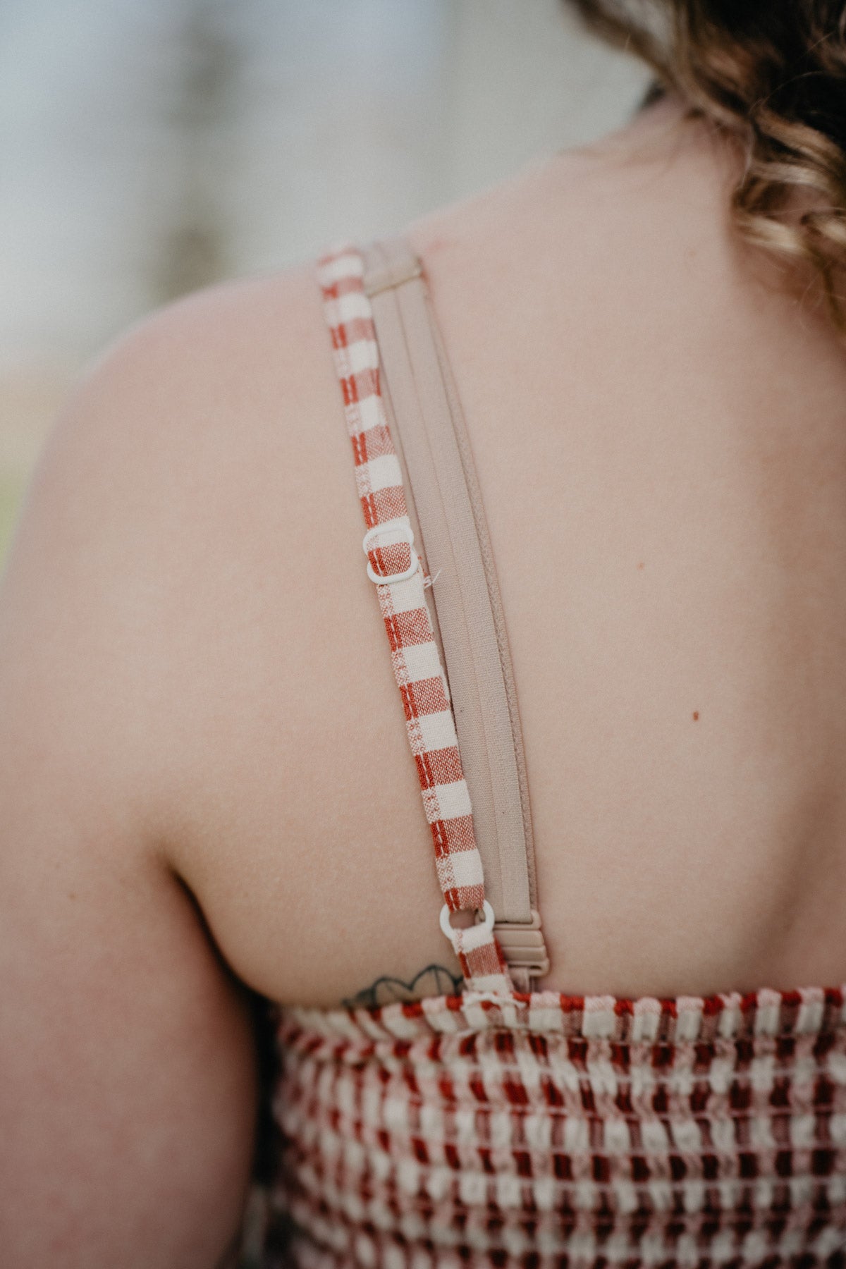 'Gazania' Rust Gingham Print Tank (S - XL)