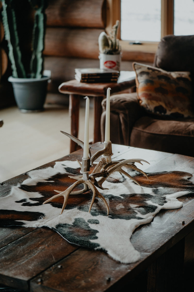 #88 Authentic Candle White Tail Mule Deer Antler Candelabra