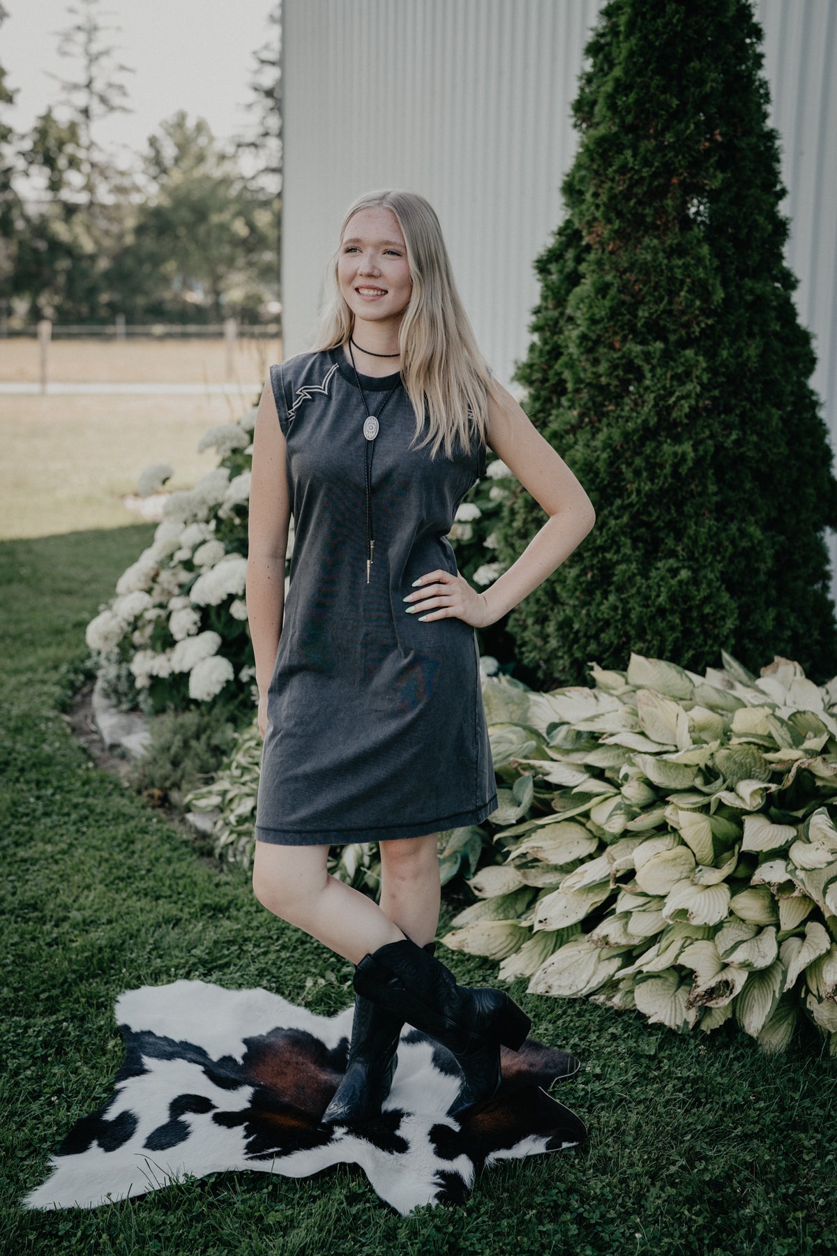 'Jordan' Dark Grey Sleeveless  T-Shirt Dress by Ariat (XS-XXL)