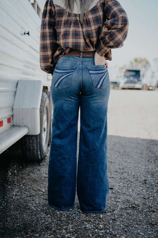 'Blue Fern' Ultra High Rise 'Jo' Wide Leg Jean by 7FMK 32" Inseam