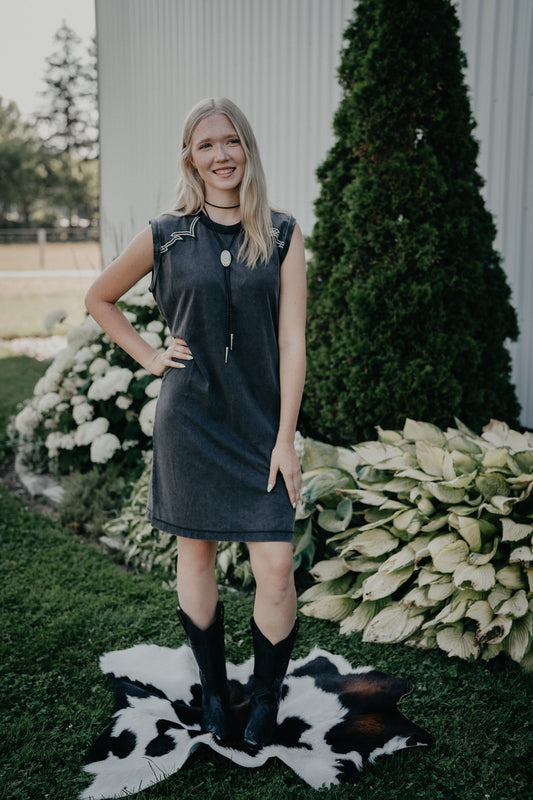 'Jordan' Dark Grey Sleeveless  T-Shirt Dress by Ariat (XS-XXL)