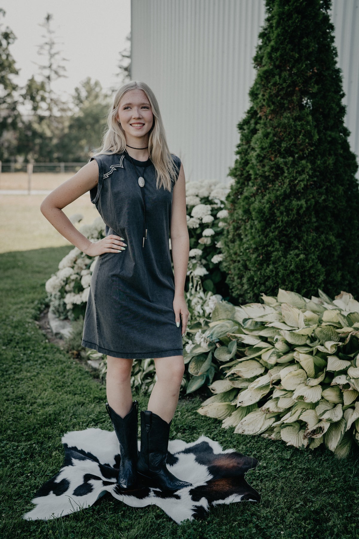 'Jordan' Dark Grey Sleeveless  T-Shirt Dress by Ariat (XS-XXL)