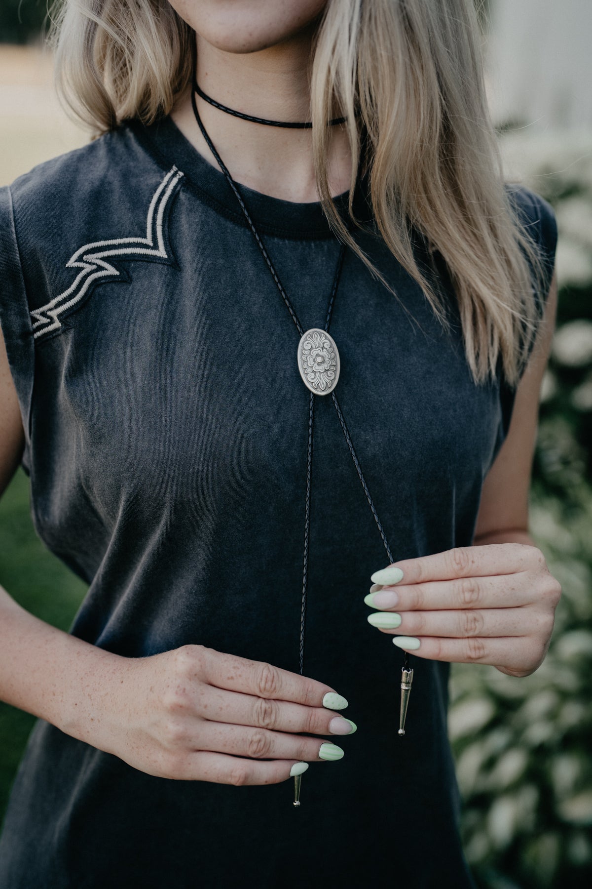 Dreamer Wrap Oval Floral Bolo Tie by November Maker