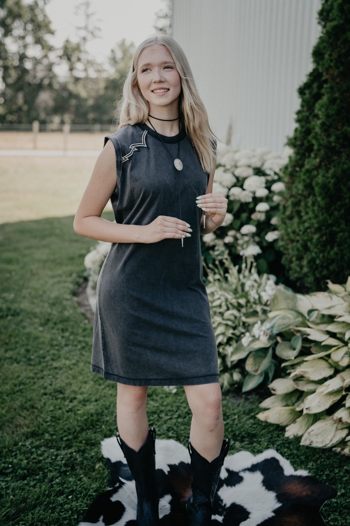 'Jordan' Dark Grey Sleeveless  T-Shirt Dress by Ariat (XS-XXL)