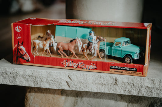 1955 Chevy Pickup and Horse Trailer Kids Toy Set