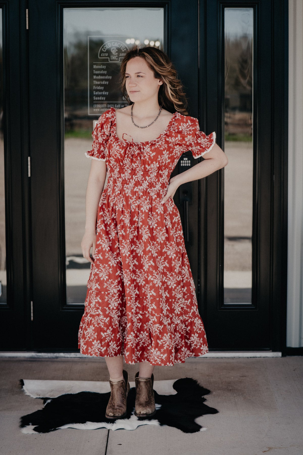 'Ruellia' Rust Midi Dress by Cotton & Rye (1 S Only)