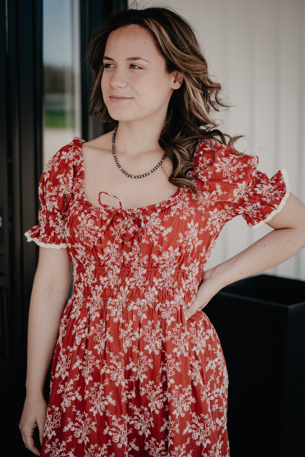 'Ruellia' Rust Midi Dress by Cotton & Rye (1 S Only)