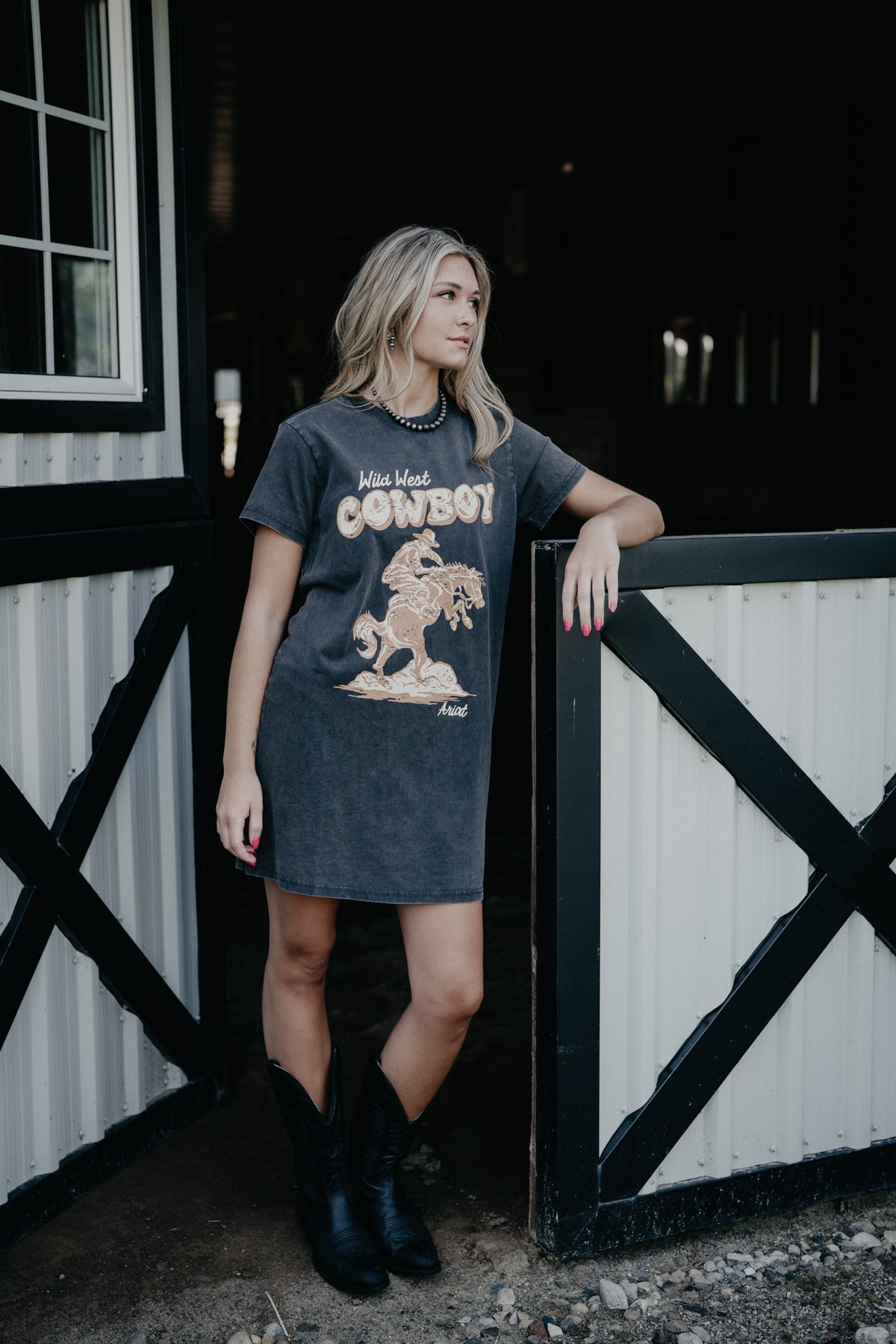 'Stars and Studs' Women's Charcoal T-Shirt Dress by Ariat (XS-XXL)