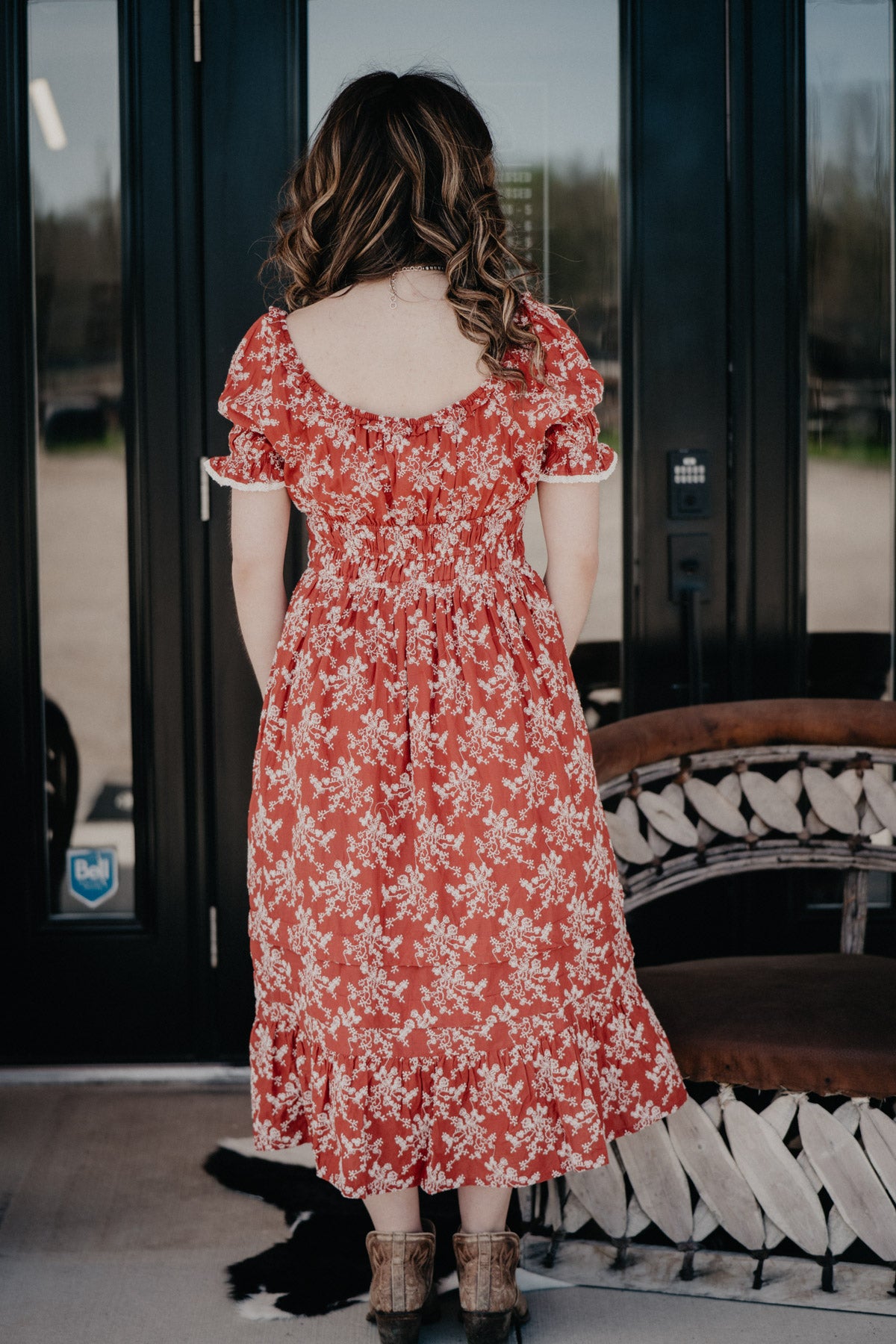 'Ruellia' Rust Midi Dress by Cotton & Rye (1 S Only)