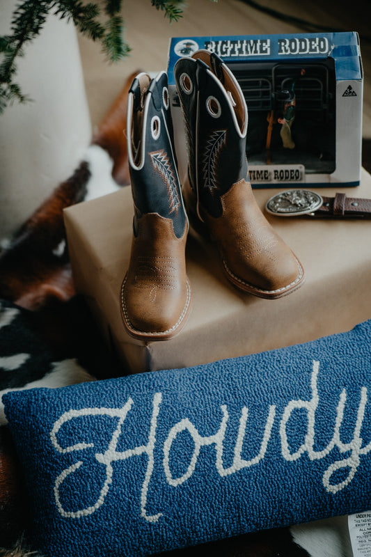 Roper Kids Square Toe Boots {Tan Faux Leather}
