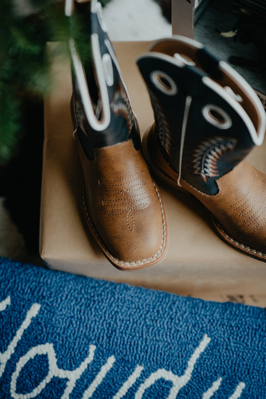 Roper Kids Square Toe Boots {Tan Faux Leather}