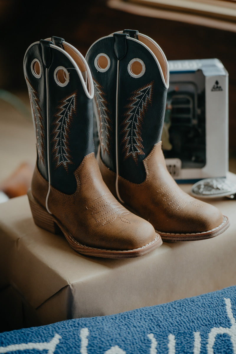 Roper Kids Square Toe Boots {Tan Faux Leather}