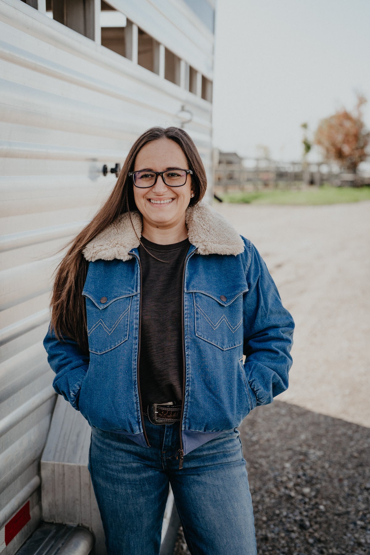 'Ranch Belle' Wrangler Denim Bomber Jacket