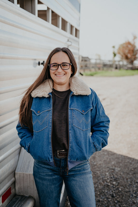 'Ranch Belle' Wrangler Denim Bomber Jacket