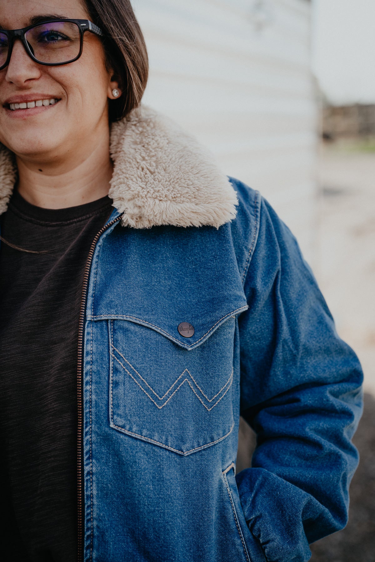 'Ranch Belle' Wrangler Denim Bomber Jacket
