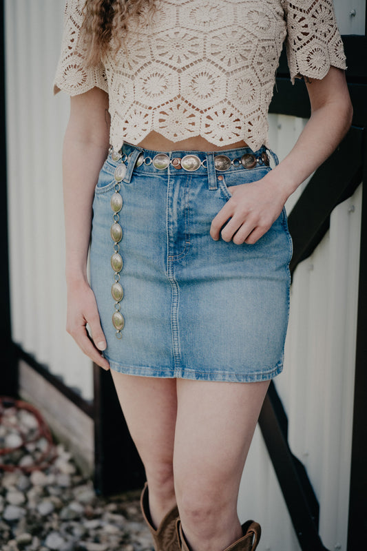'Mikayla' Retro Wrangler Bailey Skirt (24-33)