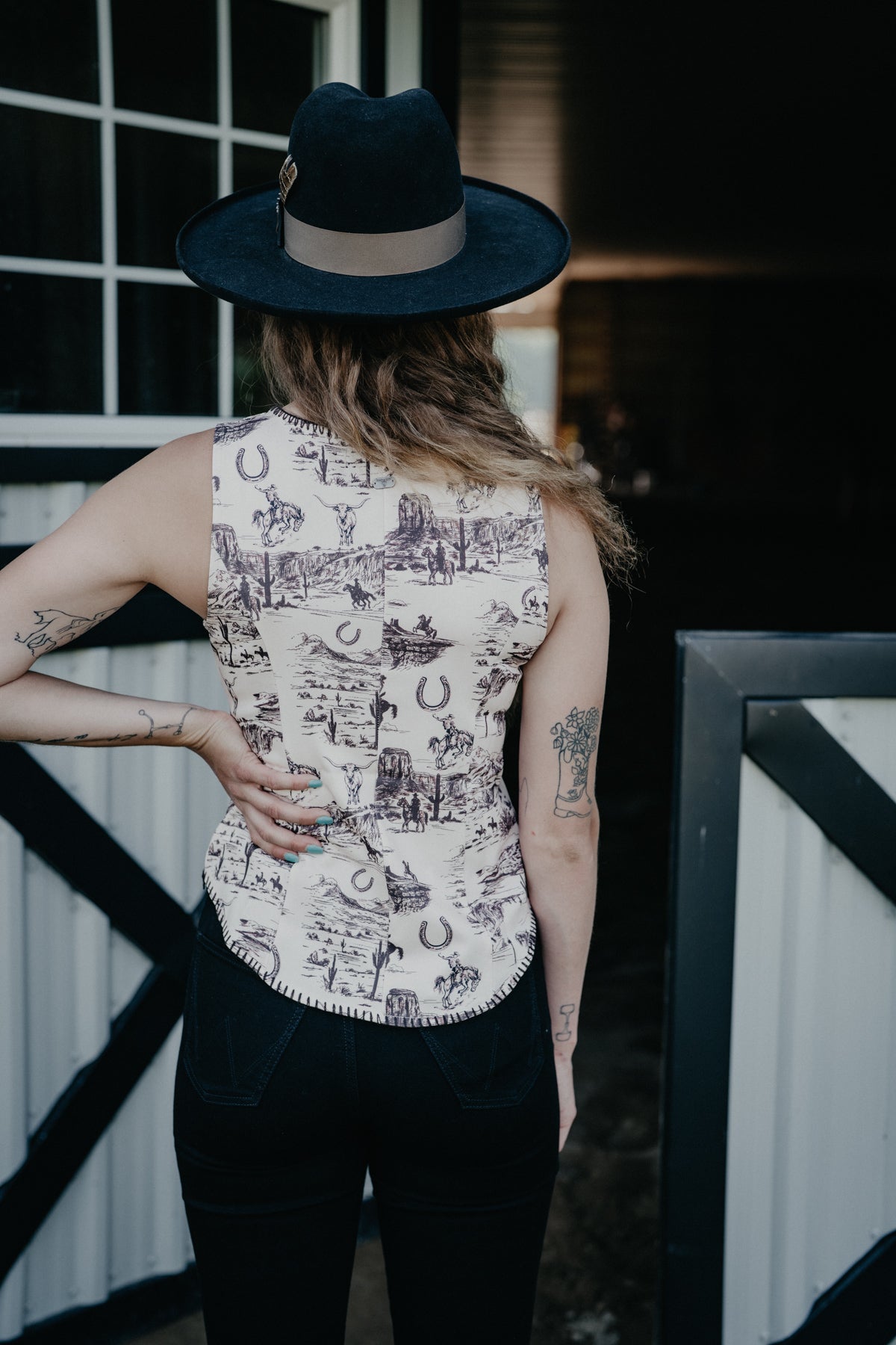 'Valour' Vintage Western Print Vest (S - XL)