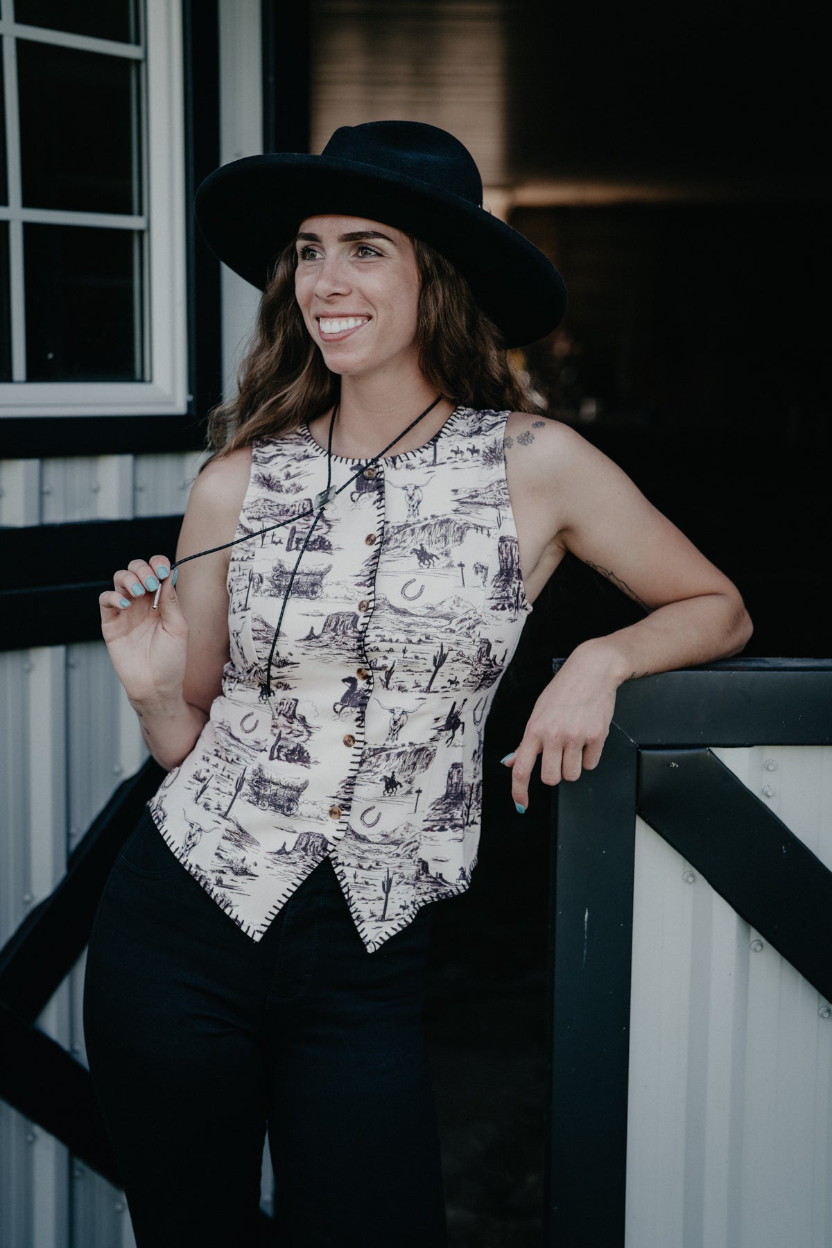 'Valour' Vintage Western Print Vest (S - XL)