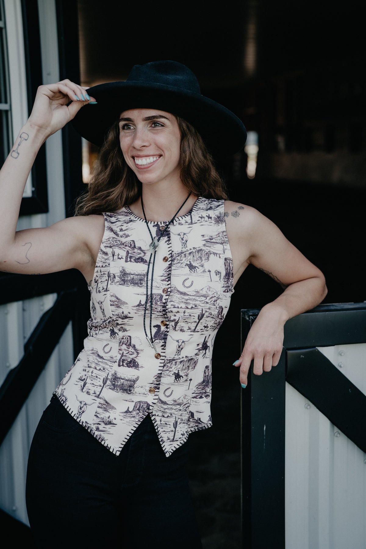 'Valour' Vintage Western Print Vest (S - XL)