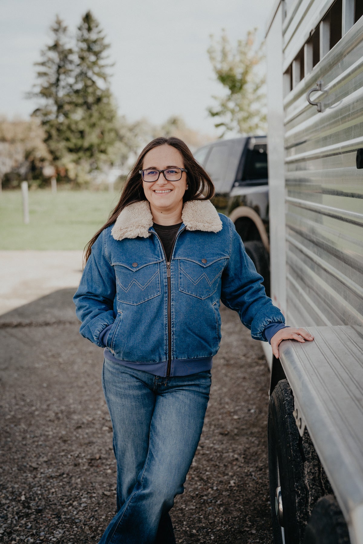 'Ranch Belle' Wrangler Denim Bomber Jacket