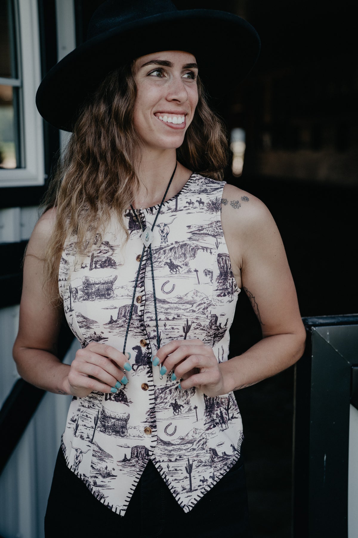 'Valour' Vintage Western Print Vest (S - XL)