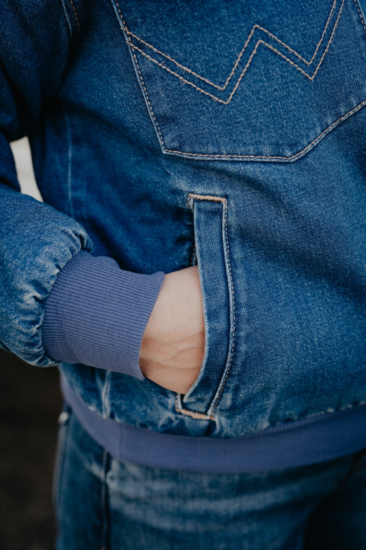'Ranch Belle' Wrangler Denim Bomber Jacket