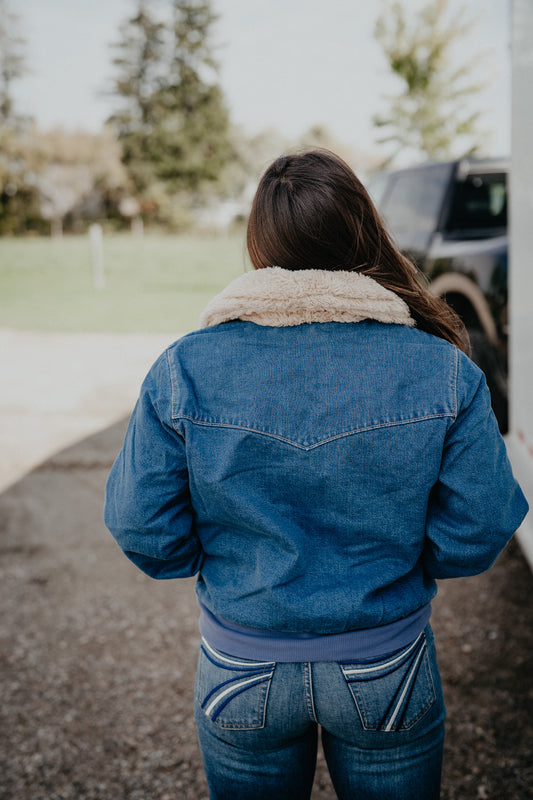 'Ranch Belle' Wrangler Denim Bomber Jacket