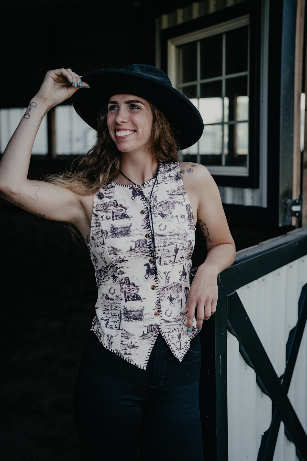 'Valour' Vintage Western Print Vest (S - XL)