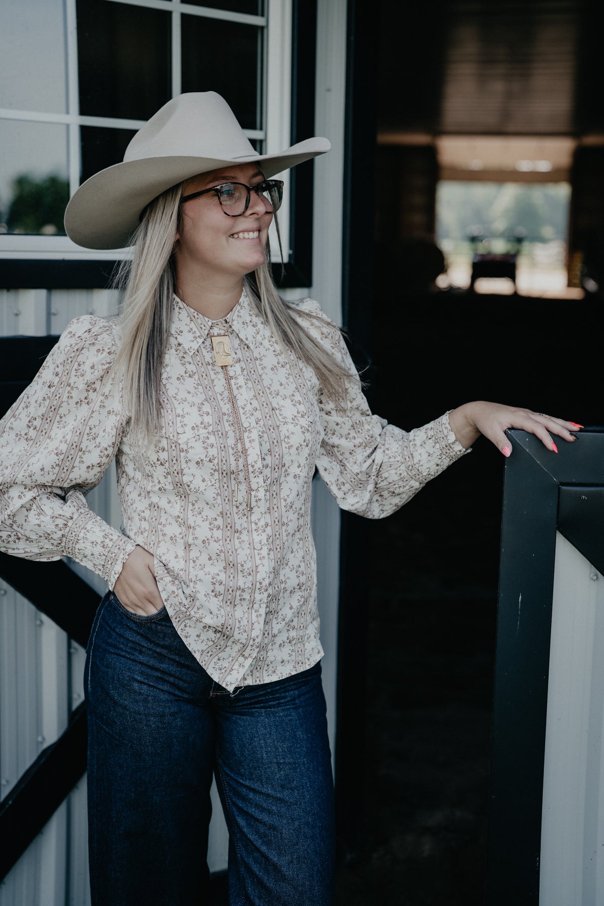 'Opal' Women's Floral Puff Sleeve by Wrangler (XS-XL)