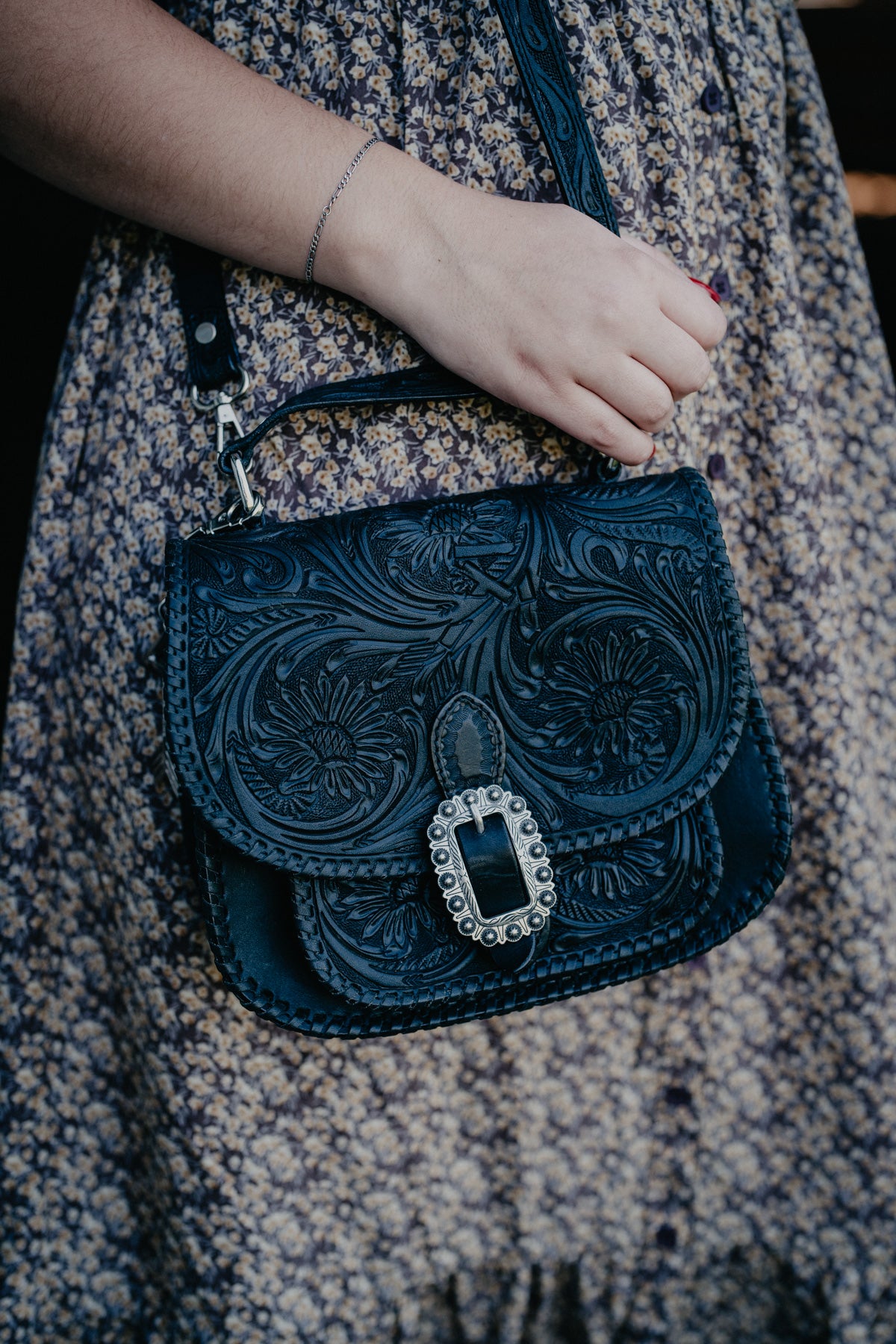 'Floral Heritage' Handbag with Whipstitch