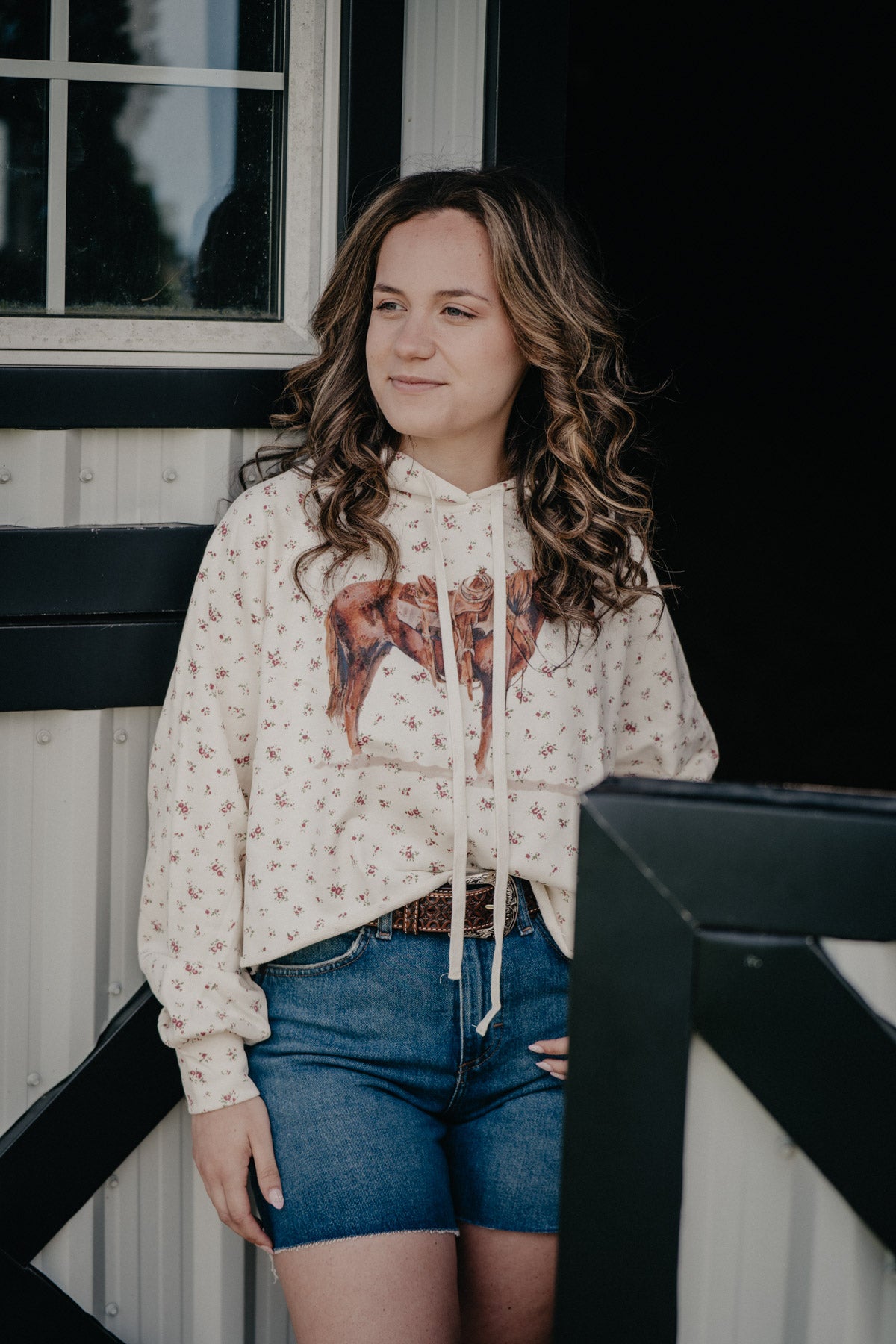 'Flatland' Ranch Horse Floral Hoodie (S-L)