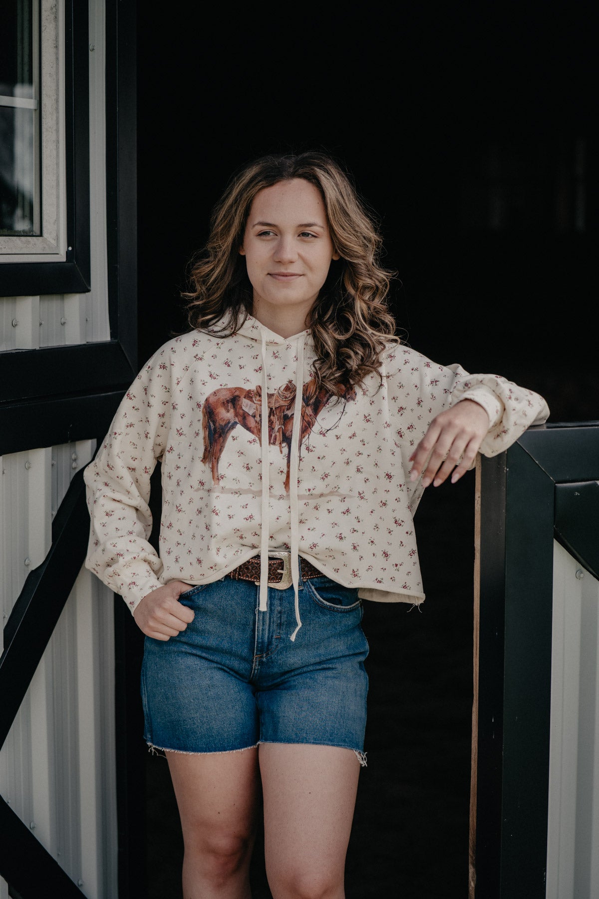 'Flatland' Ranch Horse Floral Hoodie (S-L)