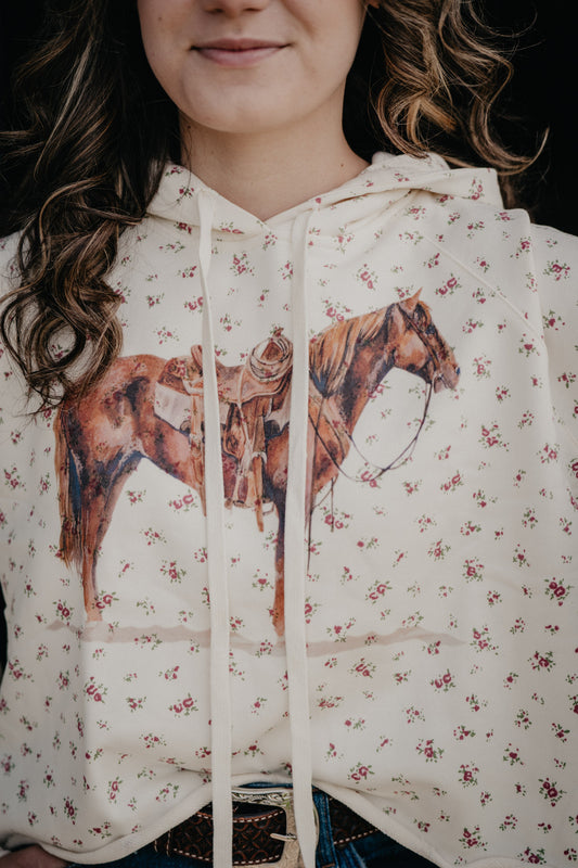 'Flatland' Ranch Horse Floral Hoodie (S-L)