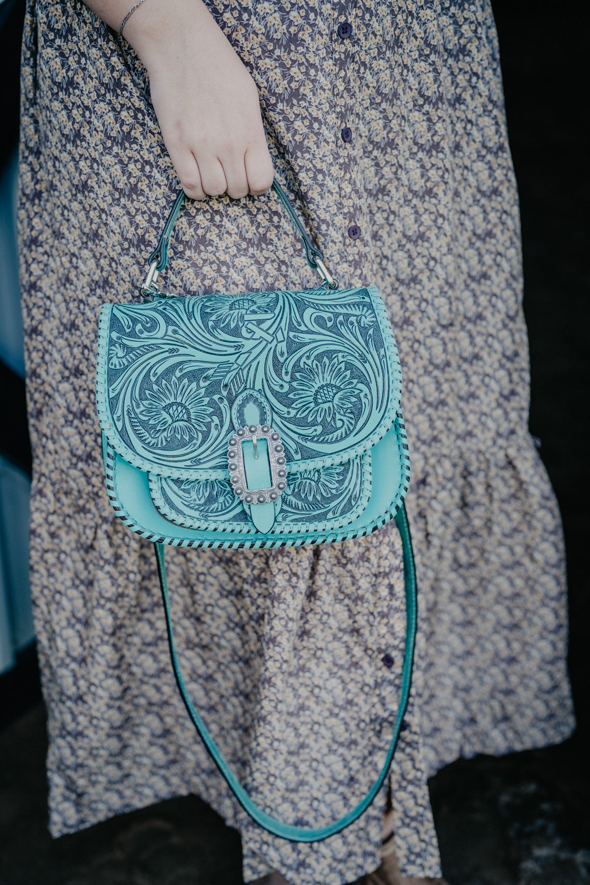 'Floral Heritage' Handbag with Whipstitch