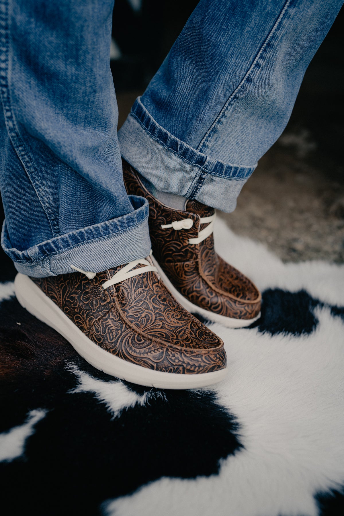 'Floral Embossed' Leather Ariat Hilo Shoes