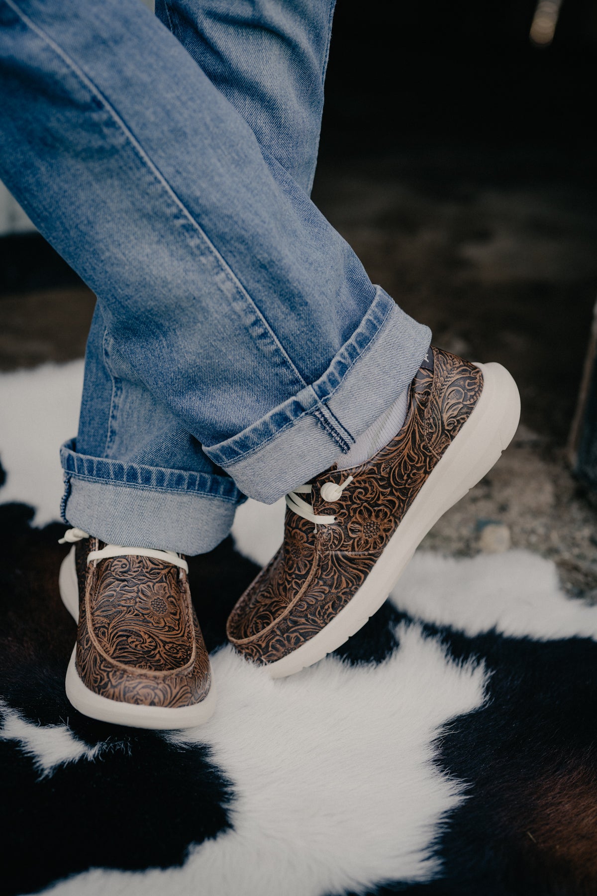 'Floral Embossed' Leather Ariat Hilo Shoes