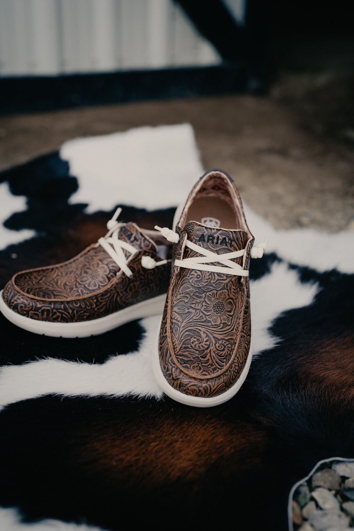'Floral Embossed' Leather Ariat Hilo Shoes