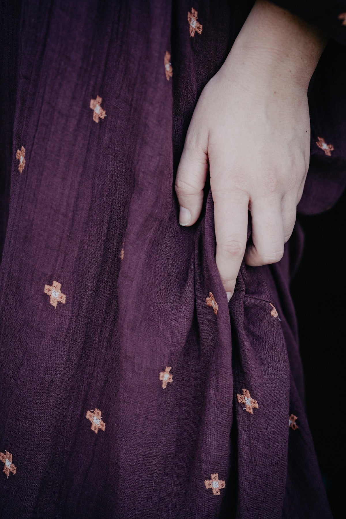 'Merlot' Embroidered Wine Long Sleeve Maxi Dress by Rock & Roll Denim
